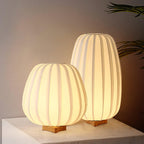 Rice Paper Table Lamp Wood Base Japandi Lantern Shade Bedside Living Room Home Decor - Stack & Clear 3