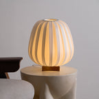 Rice Paper Table Lamp Wood Base Japandi Lantern Shade Bedside Living Room Home Decor - Stack & Clear 5