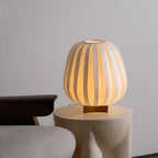 Rice Paper Table Lamp Wood Base Japandi Lantern Shade Bedside Living Room Home Decor - Stack & Clear 6