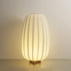 Rice Paper Table Lamp Wood Base Japandi Lantern Shade Bedside Living Room Home Decor - Stack & Clear 9