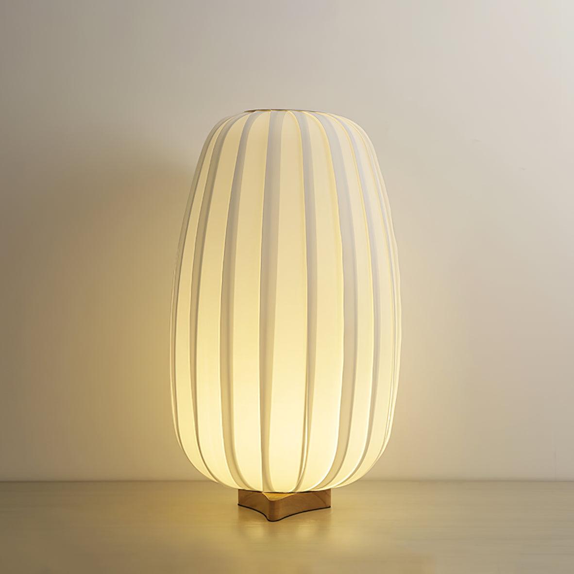 Rice Paper Table Lamp Wood Base Japandi Lantern Shade Bedside Living Room Home Decor - Stack & Clear 9