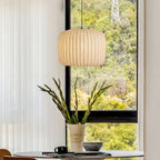 Rice Paper Pendant Light Japandi Lantern Shade Adjustable Height Kitchen Dining Room Home Decor - Stack & Clear 0