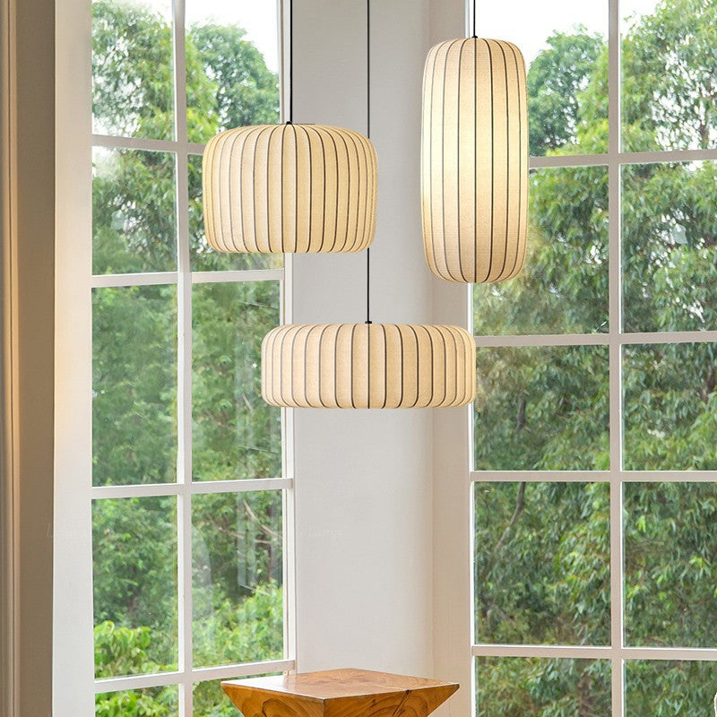 Rice Paper Pendant Light Japandi Lantern Shade Adjustable Height Kitchen Dining Room Home Decor - Stack & Clear 5