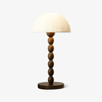 Rice Paper Table Lamp Beaded Wood Base Dome Shade Japandi Bedside Living Room Home Decor - Stack & Clear 0