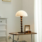 Rice Paper Table Lamp Beaded Wood Base Dome Shade Japandi Bedside Living Room Home Decor - Stack & Clear 3