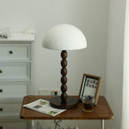 Rice Paper Table Lamp Beaded Wood Base Dome Shade Japandi Bedside Living Room Home Decor - Stack & Clear 7