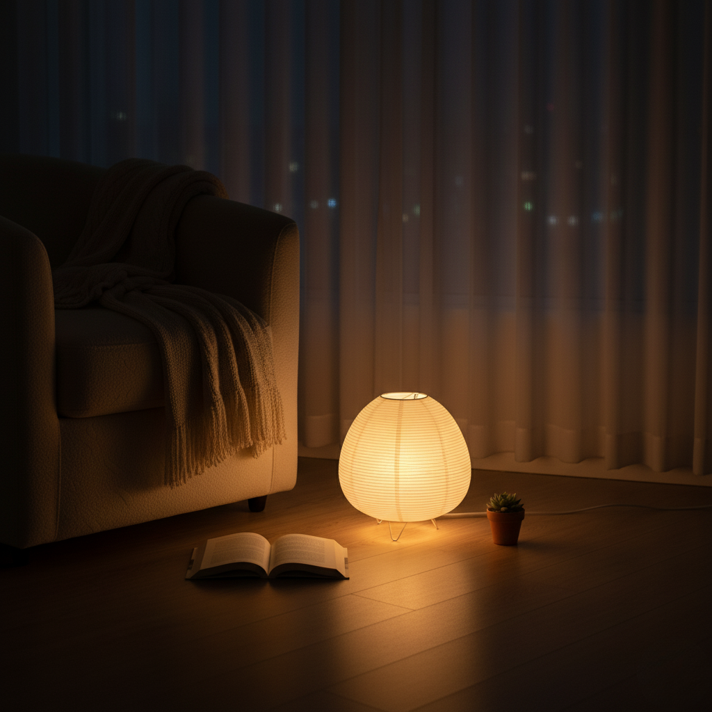 Rice Paper Table Lamp Japandi Tripod Bedside Warm Glow Living Room Home Decor - Stack & Clear 3