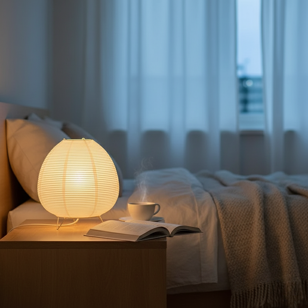Rice Paper Table Lamp Japandi Tripod Bedside Warm Glow Living Room Home Decor - Stack & Clear 4
