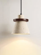 Ring Pendant Light in Yellow Travertine and Wood – Indoor Ceiling Light Fixture 2