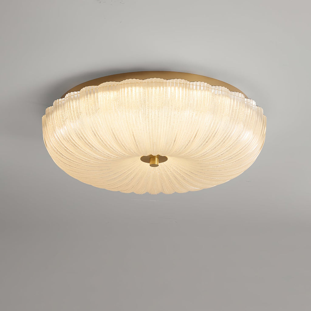 Ripple Glass Ceiling Light Frosted Sand Gold Elegant Design 0