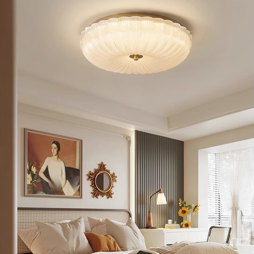 Ripple Glass Ceiling Light Frosted Sand Gold Elegant Design 3