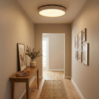 Round Flush Mount Ceiling Light with Yellow Travertine Frame – LED Fixture for Modern Interiors 11