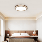 Round Flush Mount Ceiling Light with Yellow Travertine Frame – LED Fixture for Modern Interiors 3