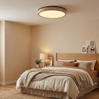 Round Flush Mount Ceiling Light with Yellow Travertine Frame – LED Fixture for Modern Interiors 9