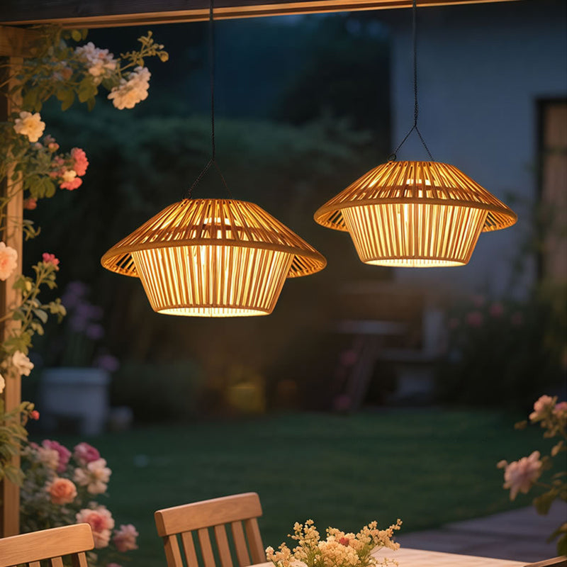 Rustic Outdoor Pendant Light Fixture with Solar and USB Charging – Waterproof Hanging Lamp for Garden and Patio 0