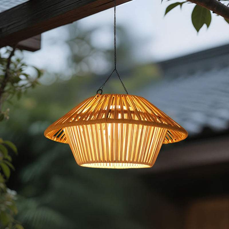 Rustic Outdoor Pendant Light Fixture with Solar and USB Charging – Waterproof Hanging Lamp for Garden and Patio 1