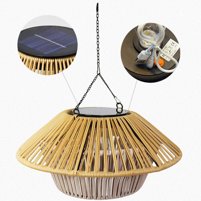 Rustic Outdoor Pendant Light Fixture with Solar and USB Charging – Waterproof Hanging Lamp for Garden and Patio 7