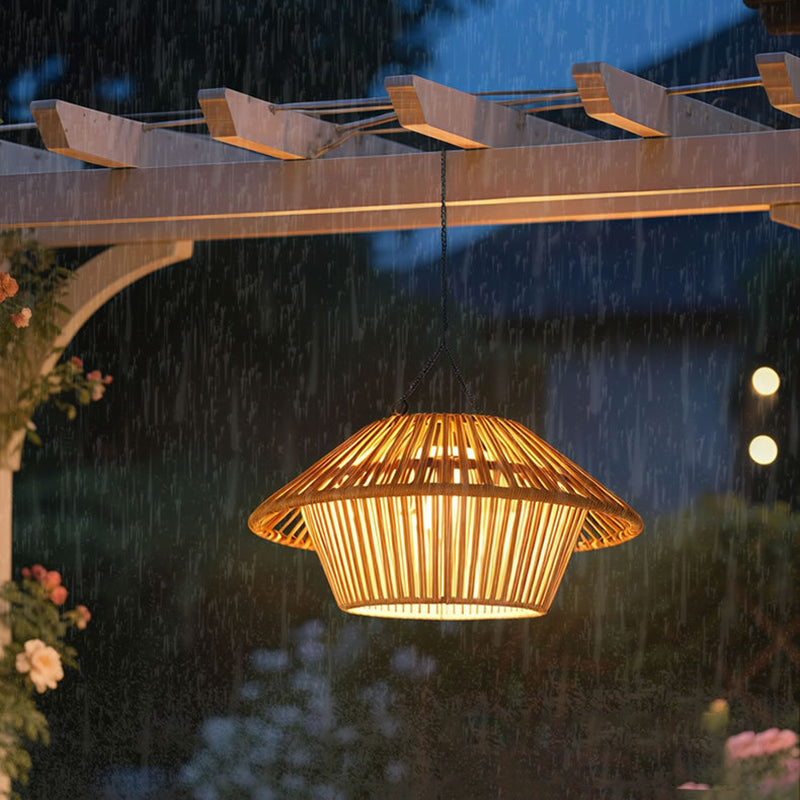 Rustic Outdoor Pendant Light Fixture with Solar and USB Charging – Waterproof Hanging Lamp for Garden and Patio 8