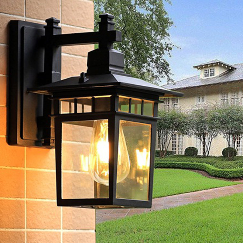 Rustic Outdoor Wall Sconce Lamp – Durable Cast Aluminum and Glass Fixture for Garden and Patio Lighting 1