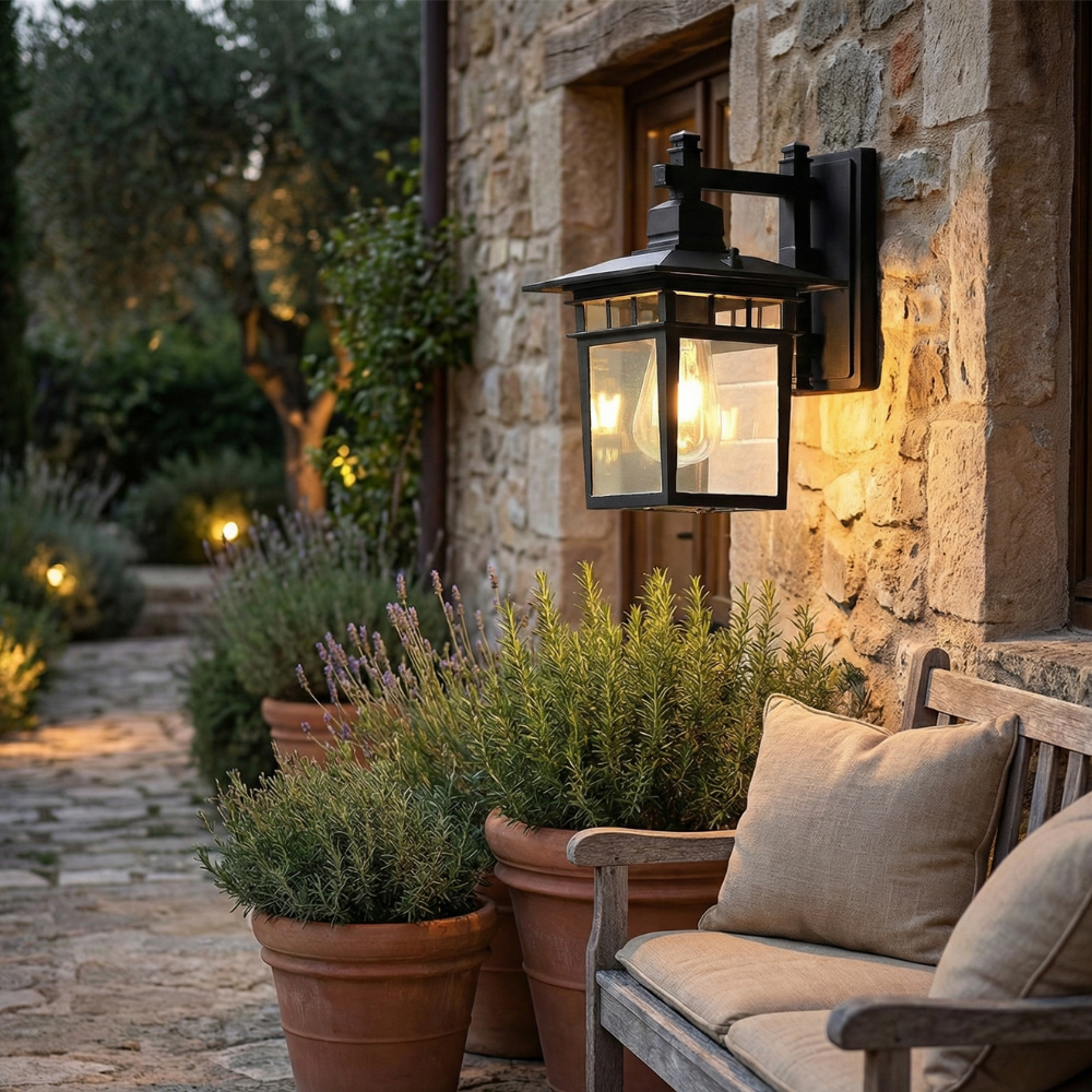 Rustic Outdoor Wall Sconce Lamp – Durable Cast Aluminum and Glass Fixture for Garden and Patio Lighting 9