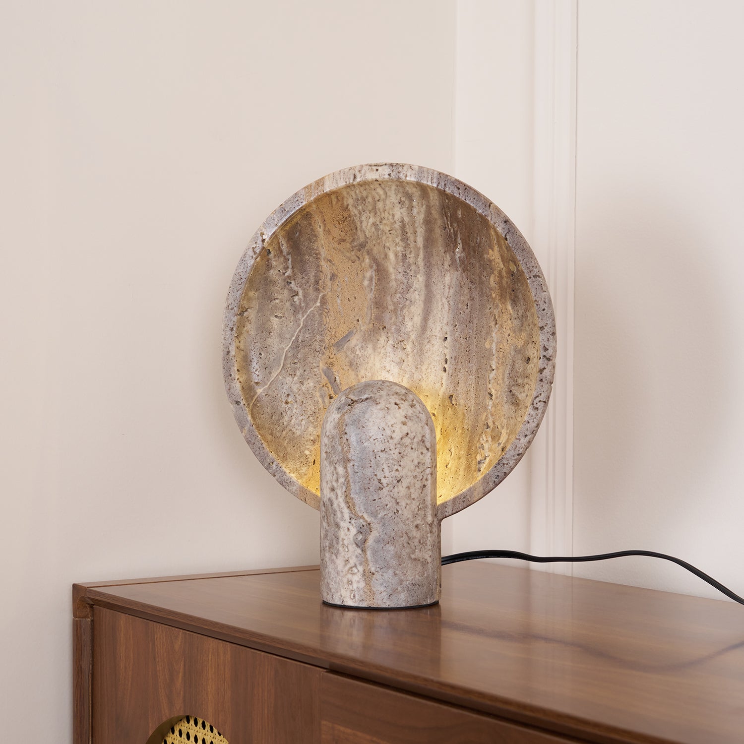 Rustic Stone Bedside Lamp with Warm Backlighting Brown 3