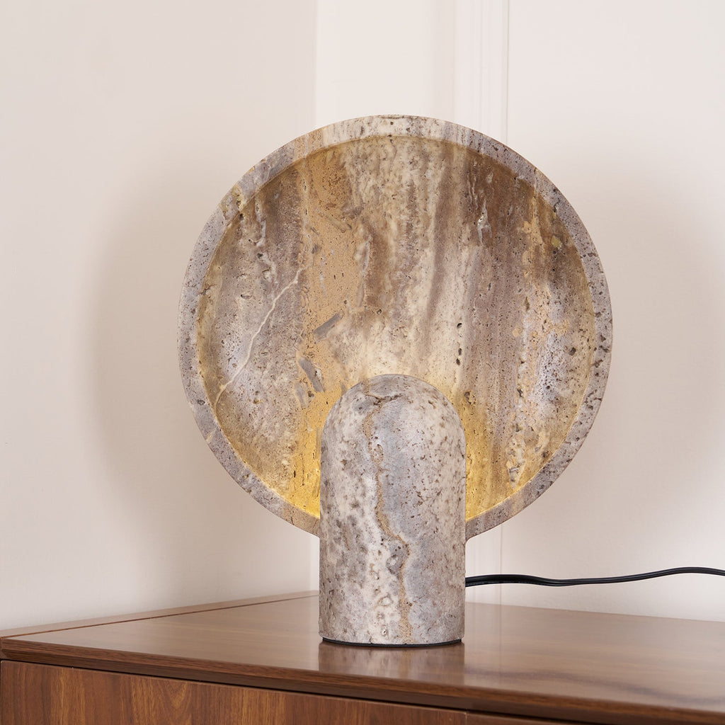 Rustic Stone Bedside Lamp with Warm Backlighting Brown 4