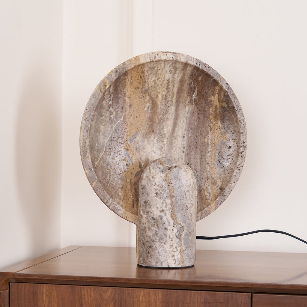 Rustic Stone Bedside Lamp with Warm Backlighting Brown 6