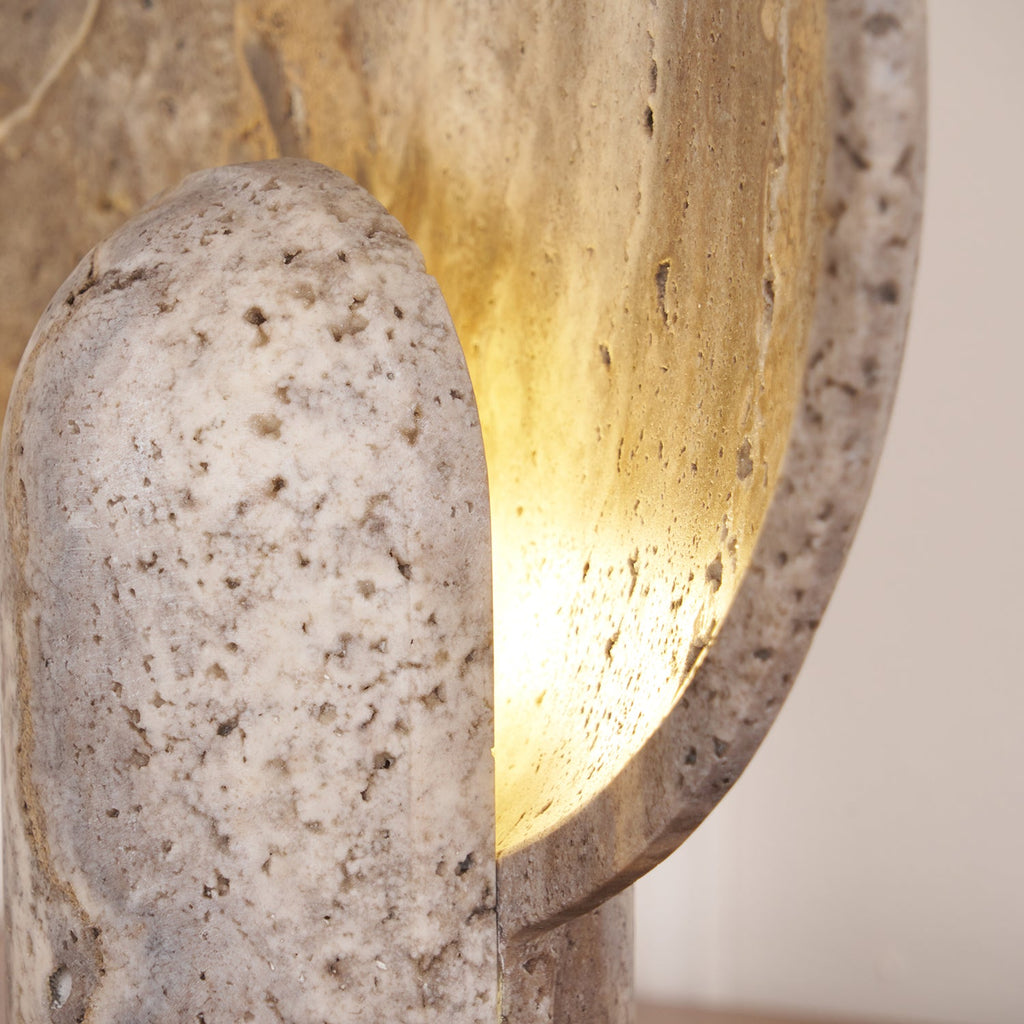 Rustic Stone Bedside Lamp with Warm Backlighting Brown 7