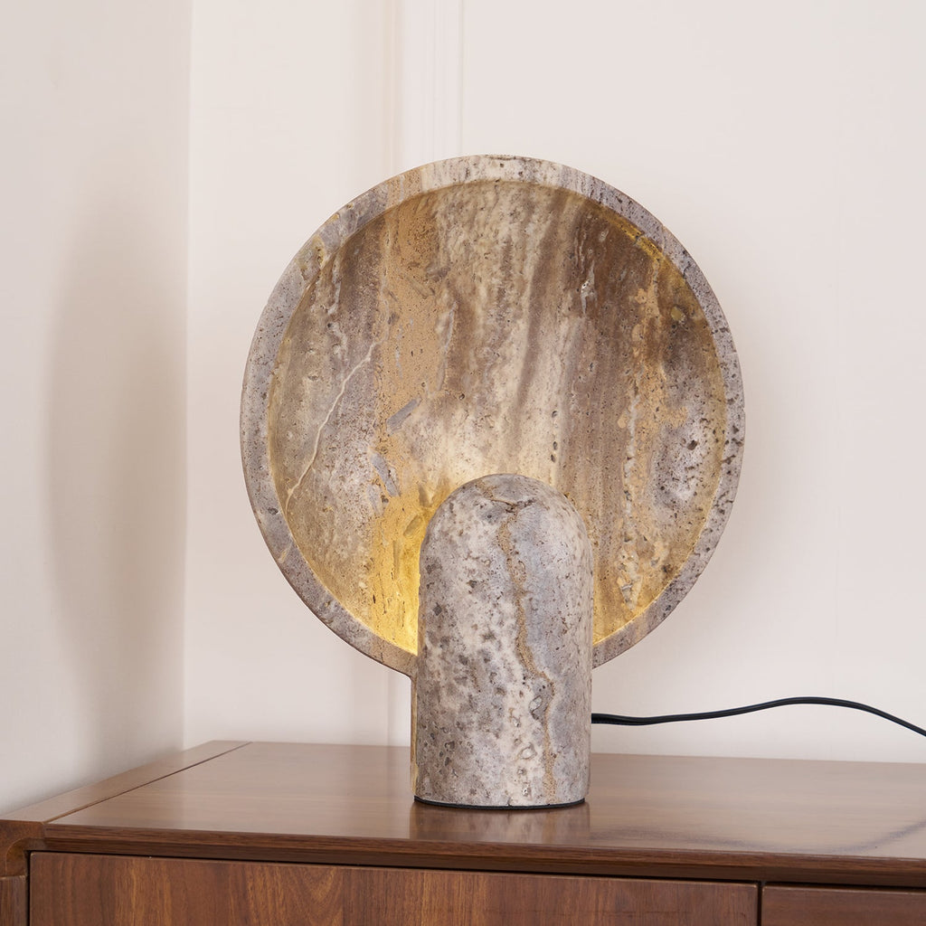 Rustic Stone Bedside Lamp with Warm Backlighting Brown 8
