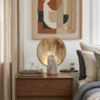 Rustic Stone Bedside Lamp with Warm Backlighting Brown 99