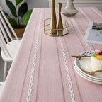 Rustic Striped Tablecloth Cotton Linen Elegant Design 2