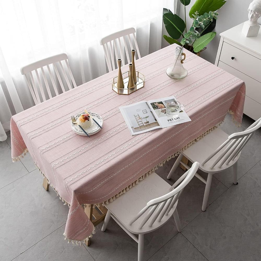 Rustic Striped Tablecloth Cotton Linen Elegant Design 3