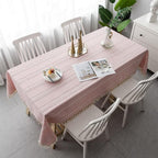Rustic Striped Tablecloth Cotton Linen Elegant Design 3