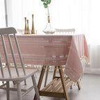 Rustic Striped Tablecloth Cotton Linen Elegant Design 4