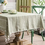 Rustic Striped Tablecloth Cotton Linen Elegant Design 5