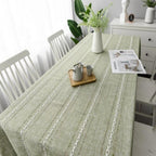 Rustic Striped Tablecloth Cotton Linen Elegant Design 6