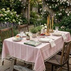 Rustic Striped Tablecloth Cotton Linen Elegant Design 99