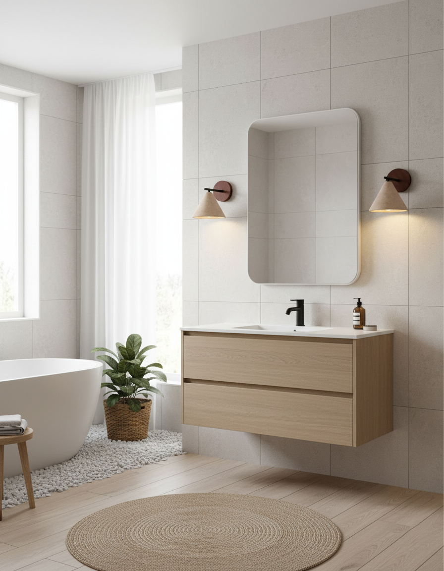 Rustic Wall Sconce Lighting with Stone Shade and Wooden Backplate 7