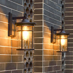 Rustic Waterproof Outdoor Wall Sconce Lamp - Black Cast Aluminum Exterior Lantern 0