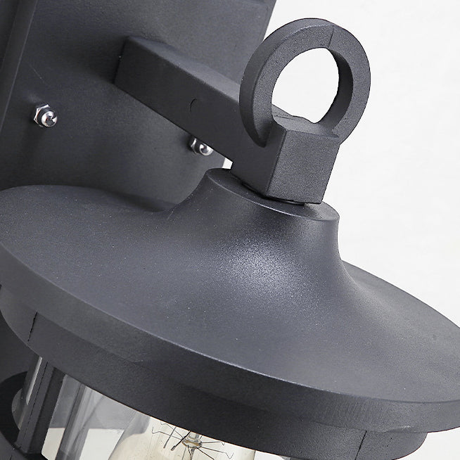 Rustic Waterproof Outdoor Wall Sconce Lamp - Black Cast Aluminum Exterior Lantern 4