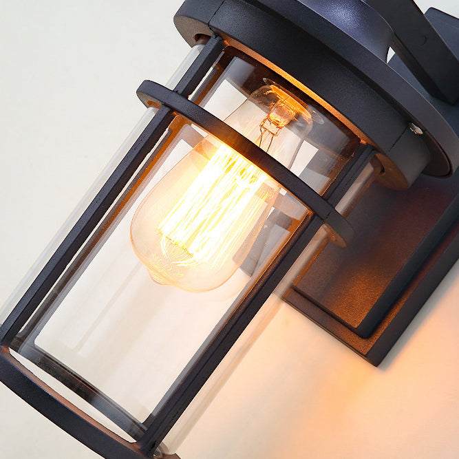 Rustic Waterproof Outdoor Wall Sconce Lamp - Black Cast Aluminum Exterior Lantern 5