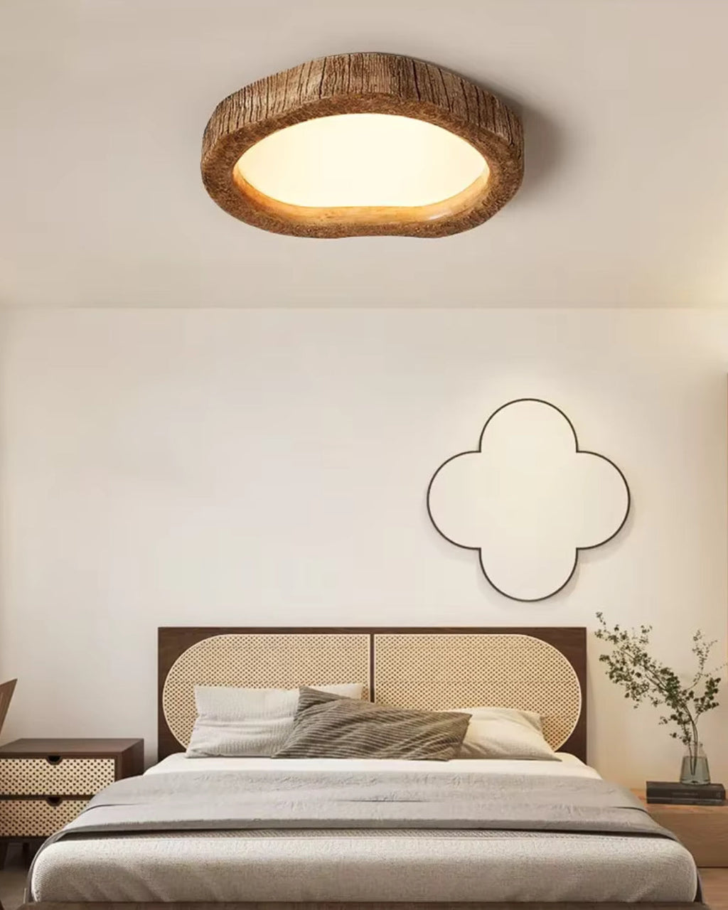 Rustic Wood Flush Mount Ceiling Light Fixture – LED Compatible for Modern Home Decor 7