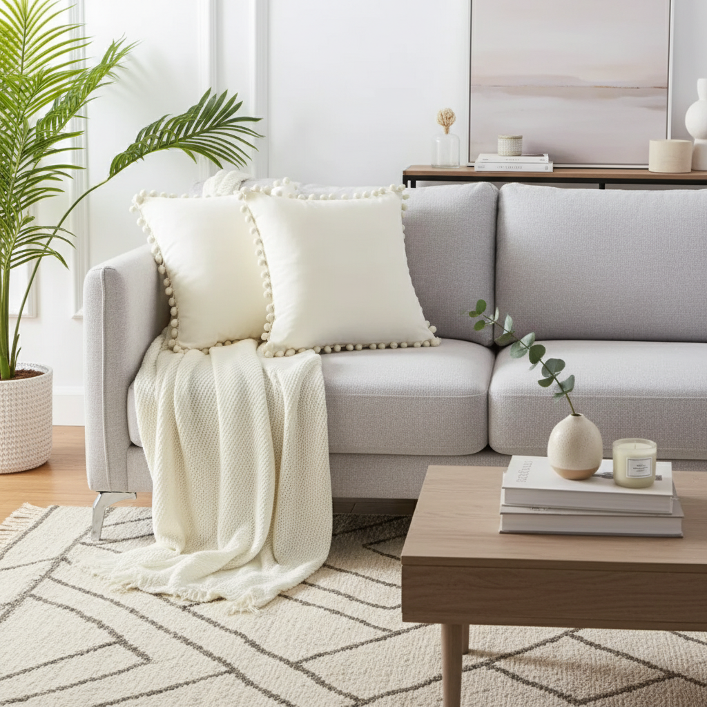 Scandinavian Decorative Cushion Cover - Soft Polyester and Cotton Throw Pillow for Couch, 45 x 45 cm 8