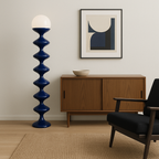 Scandinavian Floor Lamp with Cream Acrylic Shade – 1-Light Standing Lamp for Bedroom 0