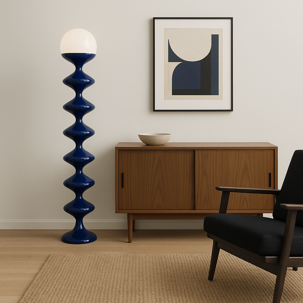 Scandinavian Floor Lamp with Cream Acrylic Shade – 1-Light Standing Lamp for Bedroom 0