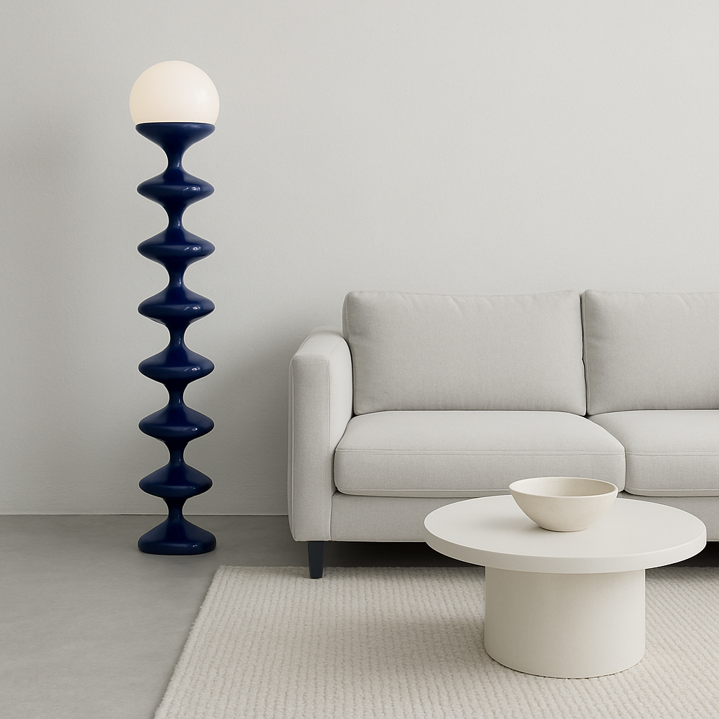 Scandinavian Floor Lamp with Cream Acrylic Shade – 1-Light Standing Lamp for Bedroom 1