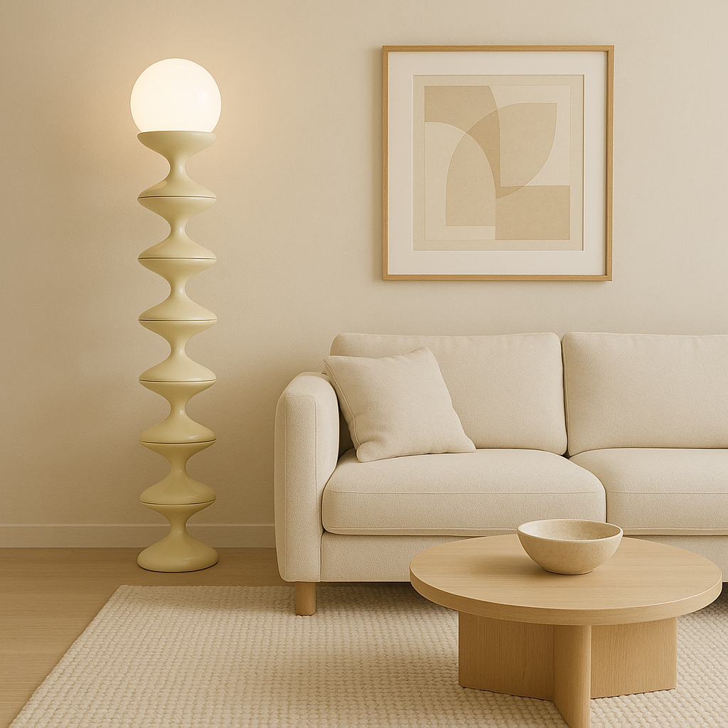 Scandinavian Floor Lamp with Cream Acrylic Shade – 1-Light Standing Lamp for Bedroom 4