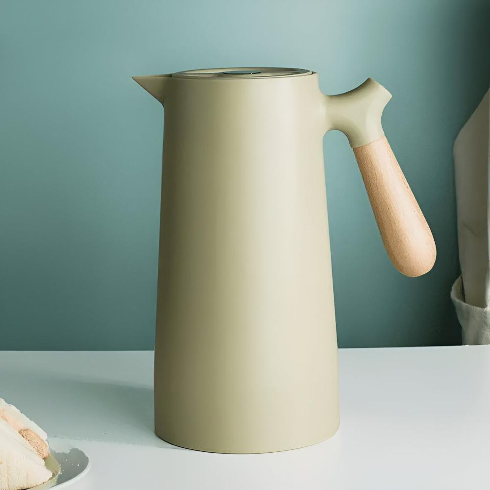 Scandinavian Insulated Carafe Stainless Steel Wooden Handle 0