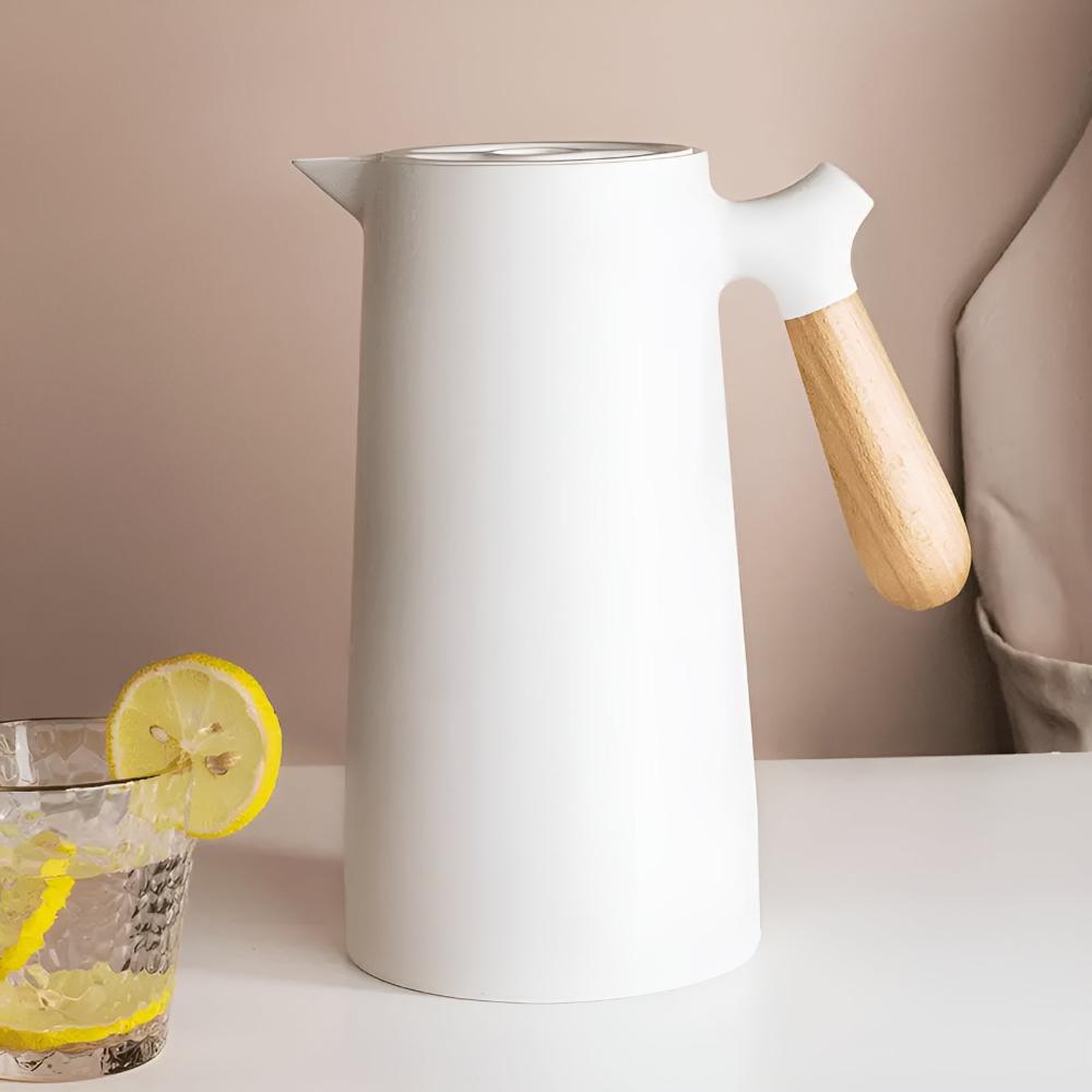 Scandinavian Insulated Carafe Stainless Steel Wooden Handle 12
