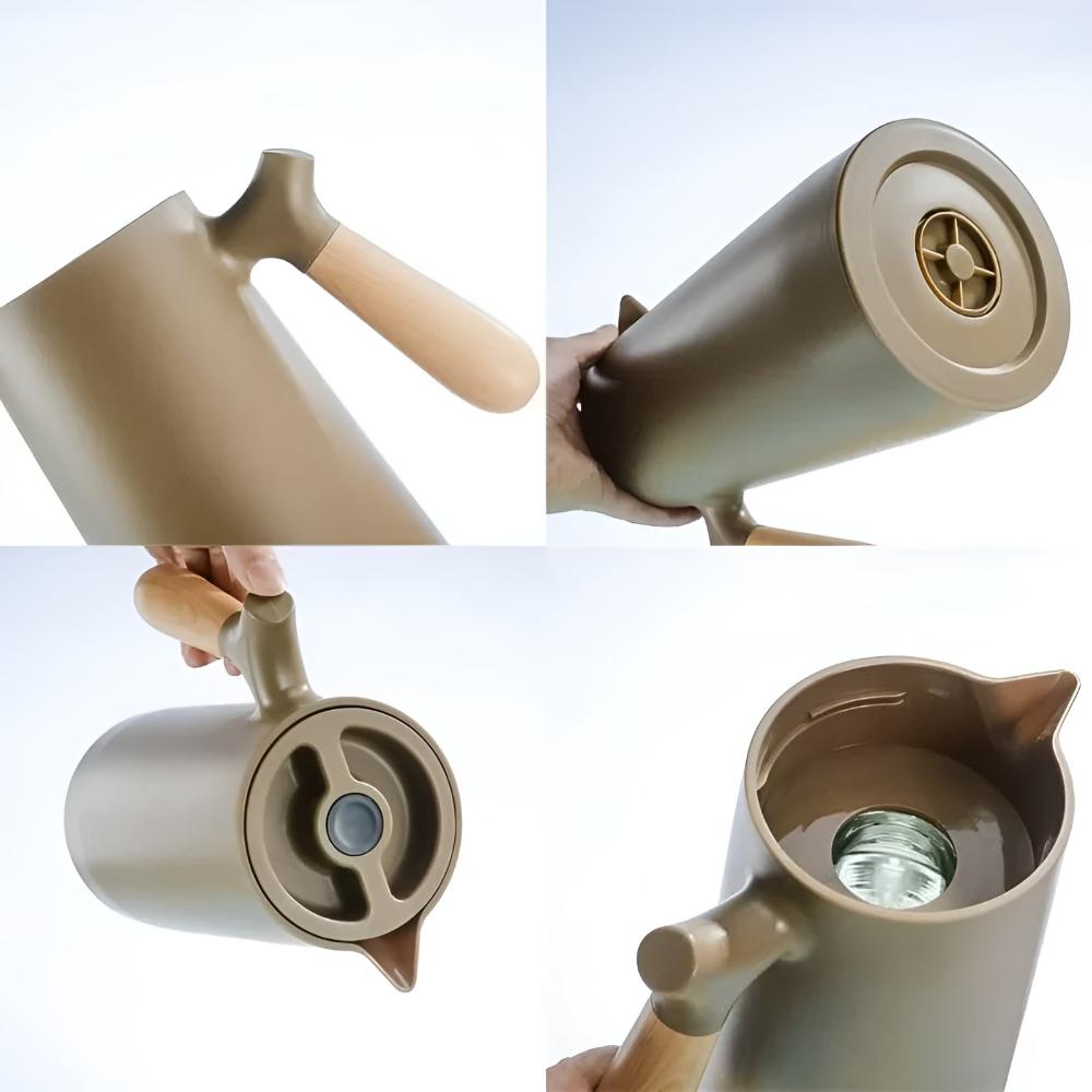 Scandinavian Insulated Carafe Stainless Steel Wooden Handle 8